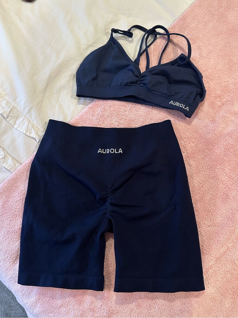 Aurola Women's Navy Shorts and Sports Bra